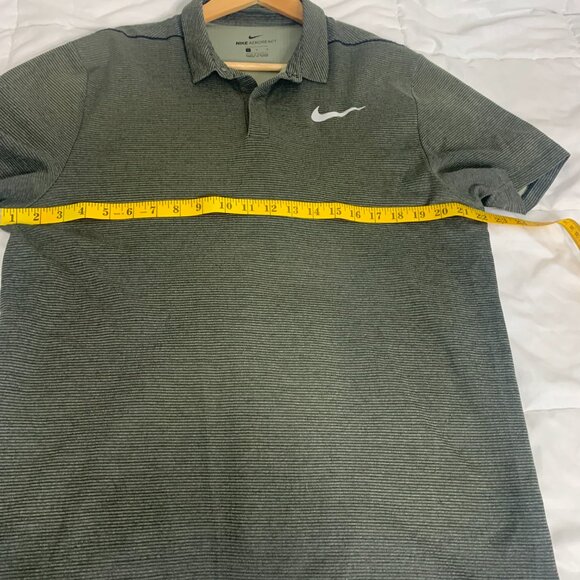 Nike Men’s Aeroreact Golf Polo – Olive Green with Black Pinstripe – Size Large - Picture 8 of 12